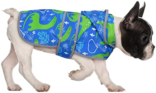 HDE Dog Raincoat with Clear Hood Rain Jacket Poncho for Small Medium Large Dogs Dinosaurs - S - color: Dinosaurs, size: Small