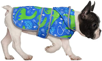 HDE Dog Raincoat with Clear Hood Rain Jacket Poncho for Small Medium Large Dogs Dinosaurs - S - color: Dinosaurs, size: Small