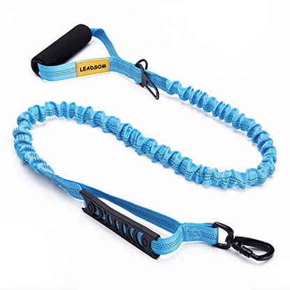 6FT Highly Reflective Heavy Duty Elastic Bungee Medium and Large Dog Leash Shock Absorbing with Comfortable Padded Handle and Traffic Handle Suitable for Training Light Blue - color: Light Blue