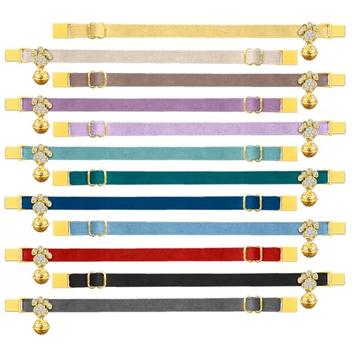 Personalized Breakaway Cat Collars - Magnetic Buckle, Bell - Safety Quick Release, Customized for Girls & Boys Cats- (Velvet-Light Purple) - color: Velvet-Light Purple