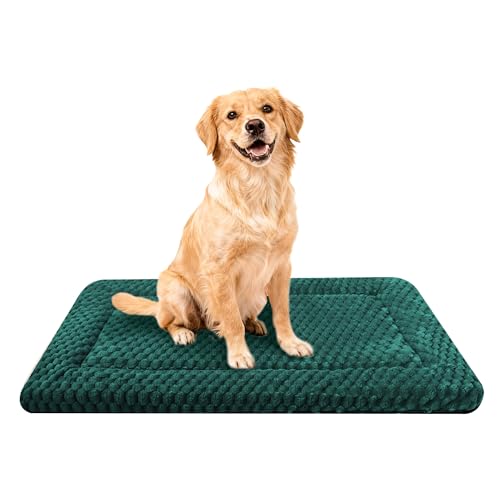 Dog Bed Mat,Reversible & Ultra Soft Kennel Pad-Machine Washable Pet Bed for Dogs & Cats-All-Weather Crate Liner for Crates,Carriers & Travel (Dark Green, 30" L x 20" W x 1.5" Th) - color: Dark Green, size: 30.0"L x 20.0"W x 1.5"Th