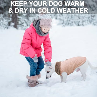 BEAUTYZOO Winter Dog Coat with Harness Built in, Warm Dog Puffer Jacket Vest Padded Fleece Cold Weather Coats Windproof Waterproof Snow Jackets Clothes for Small Medium Puppy, Pink M - color: Pink, size: M (Back: 15",Chest: 21")