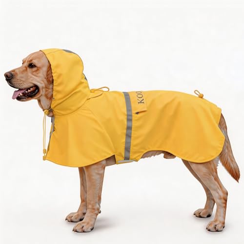 Pet Large Dog Raincoat Apparel Poncho Waterproof for Medium Large Sized for Dog Raincoat Clothes (Yellow, 4XL) - color: Yellow, size: 4XL-Fit for 50 to 77 pounds