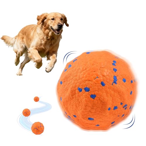Dog Interactive Toys, Tough Dog Toys Ball, Etpu Material Chew Toy, Durable Chasing Toy, Long Battery Life, Healthy Stress Relief Toy for Medium and Large Dogs (Orange,Large) - color: Orange, size: L 3.4in
