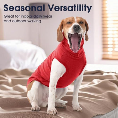 IECOii Dog Fleece Vest Sweater - Stretch Warm Pullover with Turtleneck,Red,Large, Easy On/Off Winter Dog Sweater for Medium Large Dogs Girl Boy, Winter Fall Jumpsuit with High Neck - color: Red, size: Large