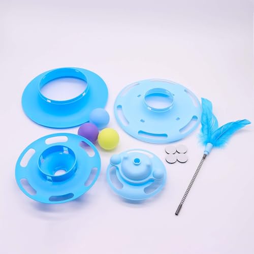 Cat Ball Track Toys, Creative Feather Toy, consisting of 3 Balls and a Feather Stick, Tower-Shaped cat Intelligence Toy, Suitable for Chasing Games with Kittens. (Green) - color: Green