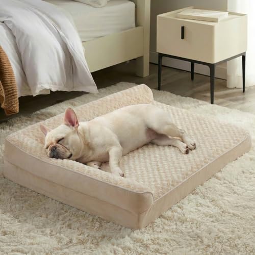 BFPETHOME Orthopedic Dog Beds for Large Dogs-Waterproof Sofa Dog Bed with Removable Washable Cover, Big Pet Bed with Waterproof Lining and Nonskid Bottom,Pet Bed for Large Dogs - color: Beige, size: 36.0"l x 27.0"w x 6.5"th