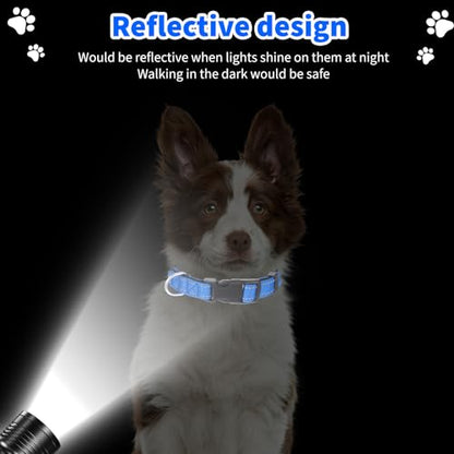 16 Pcs Reflective Puppy Dog Collars Bulk for Litter Dogs, Adjustable Safety Nylon Dog Collar with Locking Buckle, Soft Padded Breathable Puppy Collars for Cats Pets (Small)