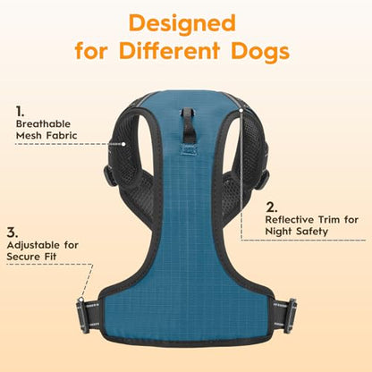 No Pull Dog Harness, No Chock Reflective Adjustable Soft Padded Pet Vest with Easy Control Handle, Easy Wearing with Stylish, Reinforced Knot, 2 Buckles - color: Abyss Navy, size: X-Small