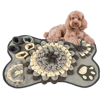 Washable Dog Snuffle Mat with Squeaker, Non-Slip Feeding Mat for Brain Games/25x17 Inch, Grey - color: grey
