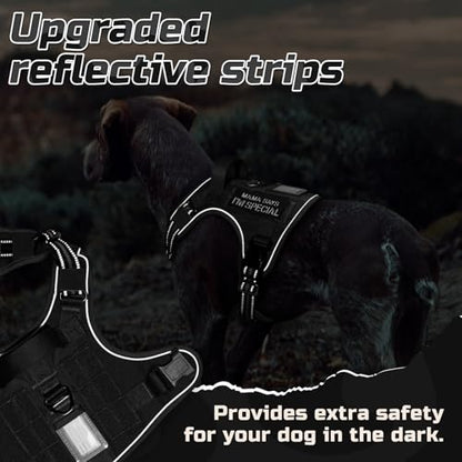 rabbitgoo Tactical Dog Harness Medium Sized Dog, No Pull Military Service Vest with Handle & Molle, Easy Control for Training Walking, Adjustable Reflective Straps, Black, M - color: Black, size: Medium