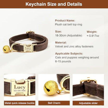 Custom Cat Collar with Bells Personalized Small Cat Collar Engraved Name & Phone Number with Secure Metal Quick-Release Buckle Adjustable (Light Gray) - color: Light Gray
