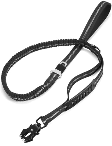 Heavy Duty Dog Leash, 4-6FT Shock Absorbing Dog Leashes with Traffic Handle and Comfortable Padded Handles, Advanced Easy Metal Clip, No Pull Reflective Leash for Medium Large Dogs that Pull (Black) - color: Black