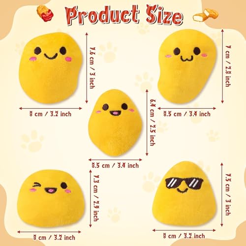 Nuggets Catnip Stuffed Toys for Cats- 5Pcs Pet Days Funny Yellow Fried Chicken Indoor Cat Toys, Kitten Chew Bite Kick Non-Toxic Interactive Supplies for Pet Lovers Kitten Birthday Gift - style: Yellow Nuggets