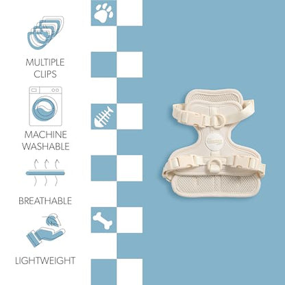 HNS1000L Arlo Extra Small Adjustable Soft Padded No Pull Pet Harness with 3 Buckles and 3 Leash Clips, Bailey - color: Almond, size: X-Small (Chest: 11.8 - 17")