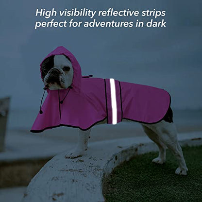 Waterproof Dog Rain Coat - Reflective Adjustable Pet Raincoat Jacket, Lightweight Dog Hooded Poncho Raincoats for Small to X- Large Dogs and Puppies (Pink, Medium) - color: Pink, size: Medium