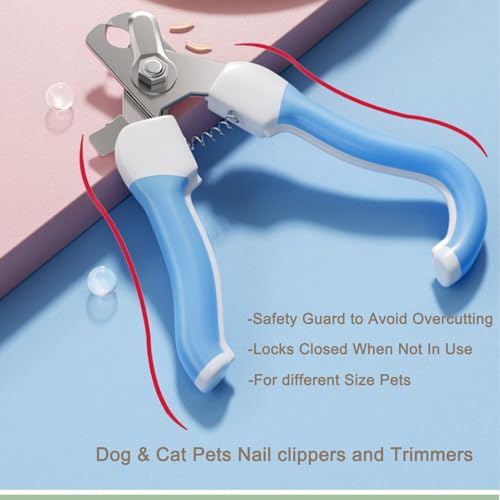 Pet Nail Clippers for Dogs & Cats with Safety Guard, Sharp Stainless Steel Blades, Professional Dog Nail Trimmers for Small Medium Large Breeds, Cat Nail Clippers for Indoor Cats, Quiet Grooming Tool - size: Small size