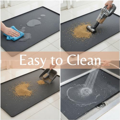 Cat Litter Mat 51" x 25.6" XL Silicone Litter Box Mat, Waterproof Non-Slip Kitty Litter Mat - Easy to Clean for Multi-Cat & Automatic Litter Boxes, Cat Mat for Litter Box with Raised Lip