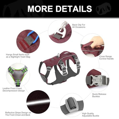Escape Proof Dog Harness Small Sized Dog, Reflective No Pull Dog Vest with Handle, Lightweight Full Body Pet Harness Adjustable for Walking,Training(Maroon,Chest:16-27") - color: Maroon, size: S: Chest 16-27", Fit 12-25 lbs
