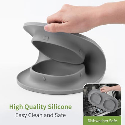 Small Size Puppy Dog Bowls: Food and Water Bowls Set for Small Dogs, No-Spill Non-Skid Dog Dish, Grey - color: Grey