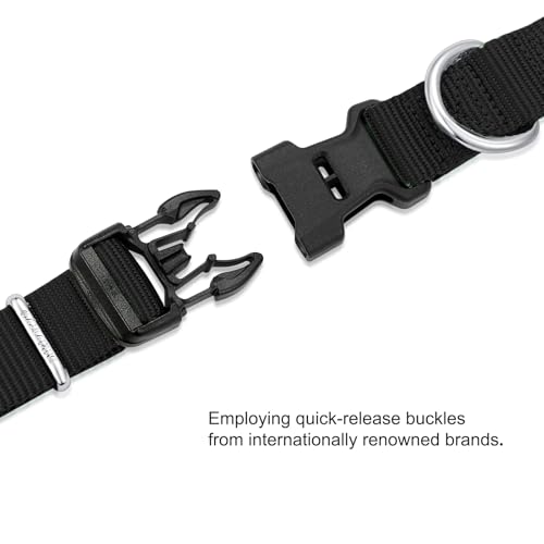 Mikivery Nylon Dog Collar with Quick Release Buckle Soft Adjustable Sturdy for Small Medium Large Dogs Black,L - color: Black, size: L：17.5"-25.5"
