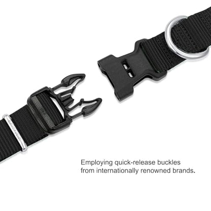 Mikivery Nylon Dog Collar with Quick Release Buckle Soft Adjustable Sturdy for Small Medium Large Dogs Black,L - color: Black, size: L：17.5"-25.5"