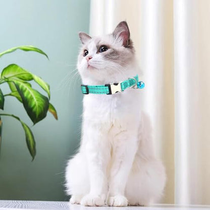 Teal Cat Collar with Bell, Reflective Nylon X-Small Puppy Collars Soft Adjustable Buckle for XXS XSmall Small Puppy Female Tiny Pets Dogs Boy Girl Kitten Yorkie Chihuahua XS - color: Teal