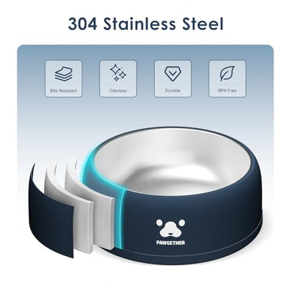 PAWGETHER® Stainless Steel Dog Bowls, Dog Food and Water Bowl Non-Slip Easy to Clean Dishwasher Safe for Puppy Small Medium Dogs Cats Navy Blue 34oz - color: Navy (34oz)