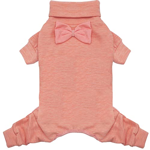 KYEESE Dog Coats Turtleneck Stretchy Pet Pjs Dog Sweater Super Soft Warm Material Dogs Pajamas with Bowtie Dog Onesie for Small Dogs Cold Weather Coat, Pink,L - color: 07# Pink, size: Large (15-22lbs)