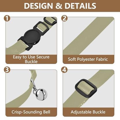 Sage Cat Collar Breakaway with Bell 2 Pack Pet Collars Adjustable Length 10.6" to 17.1" - color: Sage