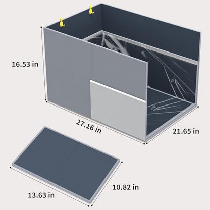 2PCS Cat Litter Box Enclosure Splash Guard, All-in-One Large Waterproof Gray Foldable Pet Litter Box Shield - color: Gray-2PC