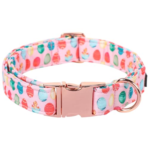 Maca Bates Easter Day Dog Collar Easter Egg Dogs Collars Breakaway Soft Durable Cute Adjustable Pink Eggs Collor Easters Gift for Small Medium Large Boy Girl Male Female Puppy Pet with Metal Buckle - color: Easter-Egg Pink, size: S