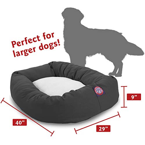 Majestic Pet 40 Inch Poly-Cotton Sherpa Calming Dog Bed Washable – Cozy Soft Round Dog Bed with Spine for Head Support - Fluffy Donut Dog Bed 40x29x9 (inch) – Round Pet Bed Large - Gray - color: Gray