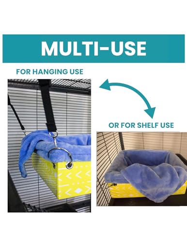 Ferret Hammock For Cage Box, use as Hanging Bed or Secure to Cage. Ferret Cage Accessories w/ Adjustable Straps, Perfect Small Pet Bed, Hanging cat hammock Bed, Guinea Pig Bed or Rabbit Bed.