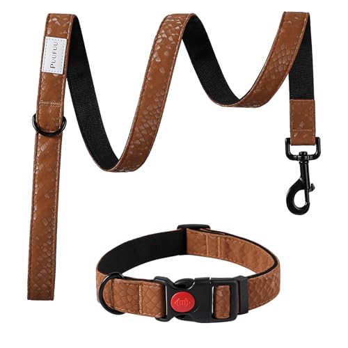 Soft Leather 4ft Dog Collar and Leash Set,Stylish 4ft PU Leather Dog Training Leash, Adjustable Durable Pet Collars with Quick Release Buckle for Large Dogs,Medium Dogs,Terracotta (terracotta, 4 feet) - color: terracotta