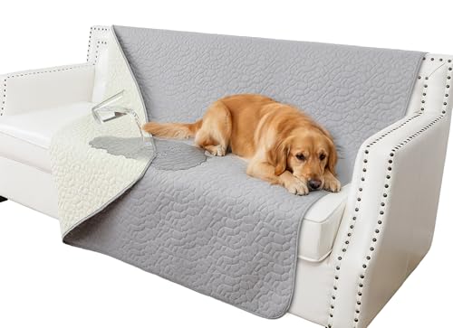 Waterproof Couch Cover for Dogs Washable, Anti-Slip Back Dog Bed Blanket Pet Chair Sofa Furniture Protector(52x82 Inches, Light Grey) - color: Light Grey, size: 52x82 Inches