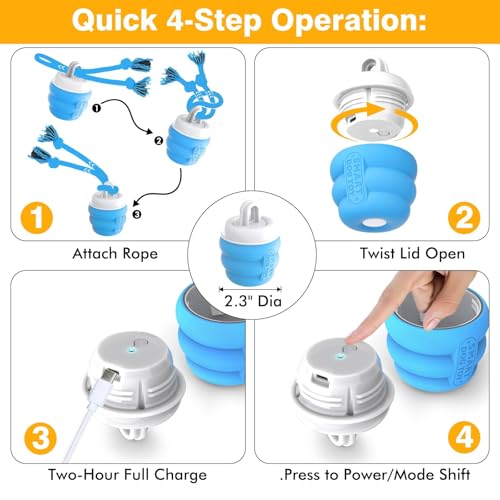 Interactive Dog Toys Ball - Fun Moving Dog Toys to Keep Them Busy | Rechargeable Smart Automatic Dog Ball for Large, Medium, and Small Puppy Dogs for Boredom, Blue