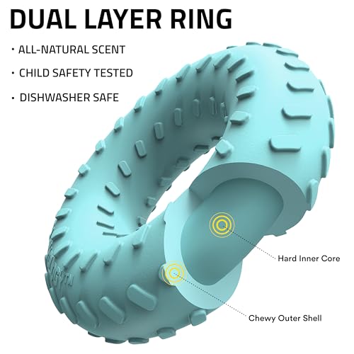Playology Dog Toys | Dual Layer Ring Durable Dog Toy for Tough Chewers | Peanut Butter Scented Jumbo Chew Toy for Large Dogs - size: Jumbo, style: Peanut Butter