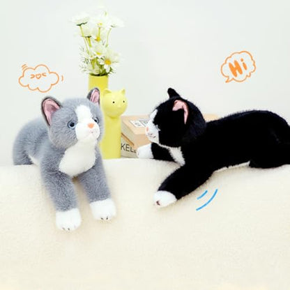 PEACH CAT Cat Stuffed Animal 15" Realistic Kitten Plushies Soft Plush Toys Gifts for Kids Black - style: 15“ Black Cat