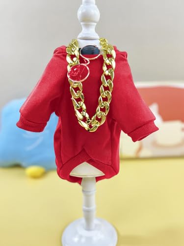 QWINEE 3Pcs Dog Hoodie Cat Apparel Dog Custume Set with Necklace and Sunglasses Pet Clothes for Puppy Small Medium Dogs Cats Red M - color: Red, size: Medium