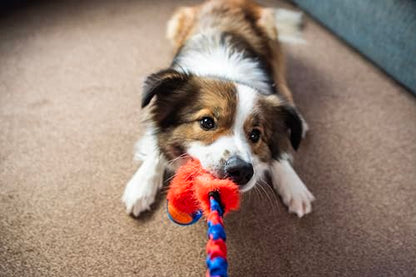 Tug-E-Nuff Fauxtastic PowerBall Bungee, Durable, Faux-Fur Fetch & Tug of War Dog Toy with Rubber Ball, Interactive Dog Tug Toys for Training Small, Medium, Large Dogs, 25 in, Orange Pattern - color: Orange
