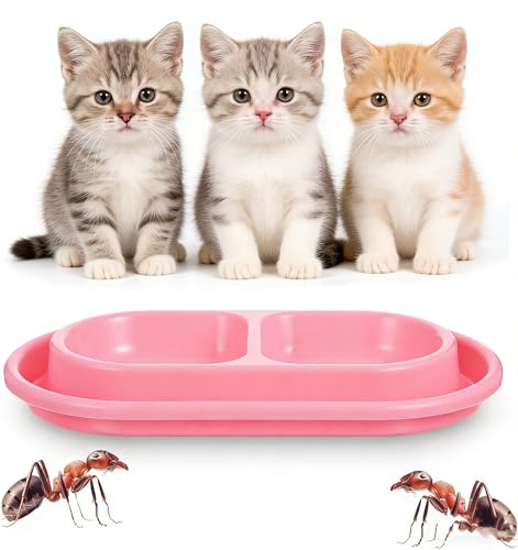 Alasum Raised Cat Bowls, Double Cat Food and Water Bowls with Non-Slip Mat, Elevated Pet Dishes for Indoor Pets, Spill-Proof Design, Easy to Clean - color: Pink
