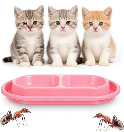 Alasum Raised Cat Bowls, Double Cat Food and Water Bowls with Non-Slip Mat, Elevated Pet Dishes for Indoor Pets, Spill-Proof Design, Easy to Clean - color: Pink
