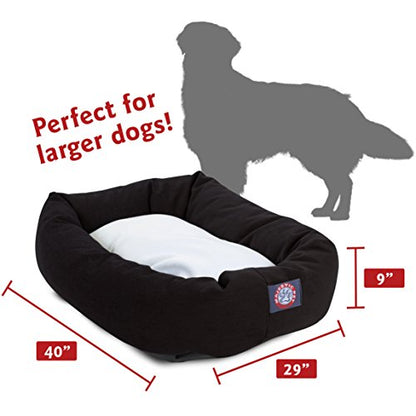 40 inch Black & Sherpa Bagel Dog Bed By Majestic Pet Products - color: Black