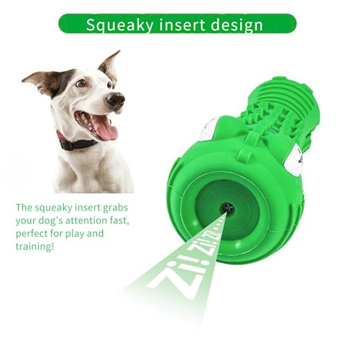 Dog Chew Toys for Aggressive Chewers – Alligator Dog Chew Toy for Large, Medium & Small Dogs – Tough Natural Rubber for Teeth Cleaning – Squeaky Interactive Dog Toys to Keep Them Busy