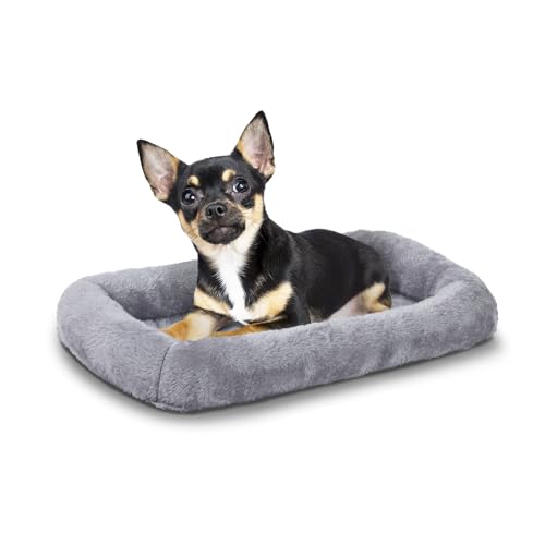 Bolster Dog Bed for Extra Small Dogs 16''x12'', Soft Warm Foam Pet Sofa Bed, Machine Washable Pet Cat Crate Mat for Toy Breeds, Grey - color: Grey, size: XS:16x12x2 IN