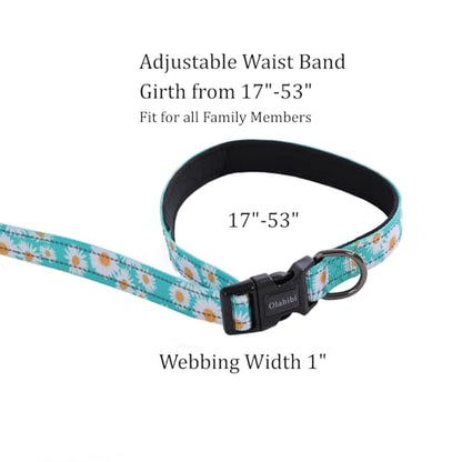 Hands Free Dog Leash, No Pull Bungee Dog Running Waist Leash, with Car Seat Belt, Reflective Stripes, Heavy Duty for Medium and Large Dogs. (Daisy Green, Large) - color: Daisy Green
