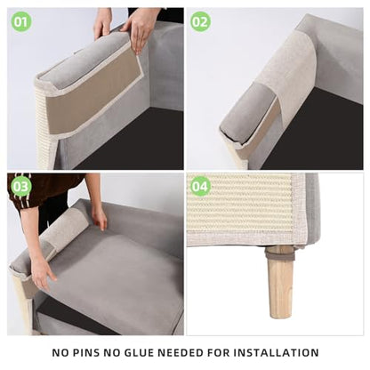 Cat Scratch Sofa Protector,23.6" L*19.7" W Cat Scratch Furniture Protector Pad, Couch Arm Sheild with Natural Sisal for Protecting Couch Sofa Chair Furniture(Beige/Right Handed) - color: Beige