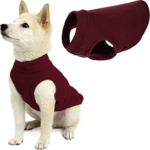 Gooby Stretch Fleece Vest Dog Sweater - Burgundy, X-Small - Warm Pullover Super Stretchy Fleece Dog Jacket for Small to Large Dogs - color: Burgundy, size: X-Small Length (7")