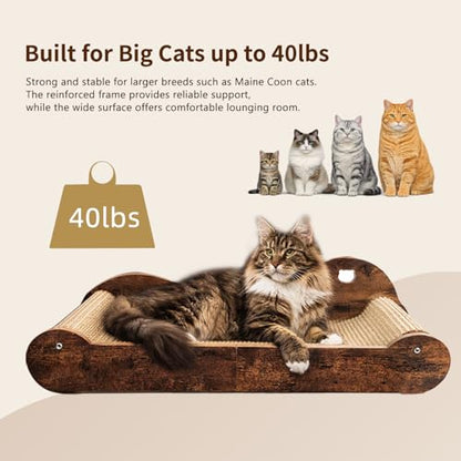 Upgraded Sisal Cat Scratcher Bed，28" Cozy Cat Couch Lounger for Indoor Cats, Long Heavy Duty Scratch Pad for Big Cats up to 40lbs, Modern Furniture Protector